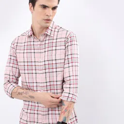 HIGHLANDER Pink Other Checks Slim Fit Casual Shirt-picture-31