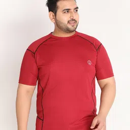 CHKOKKO Plus Men Maroon Round Neck T-shirt-image-40