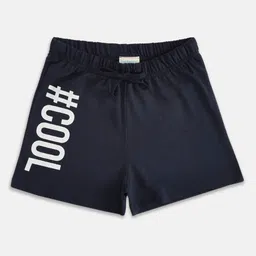 Pantaloons Junior Girls Navy Blue Typography Cotton Shorts image 1