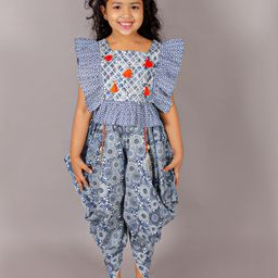 LIL DRAMA Girls Printed Pure Cotton Top with Dhoti Pants-picture-39