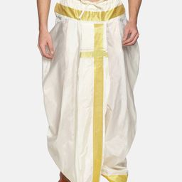 Sethukrishna Men Cream-Coloured Solid Readymade Dhoti Pants-picture-4