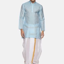 Sethukrishna Men Blue Kurta with Dhoti Pants-picture-38