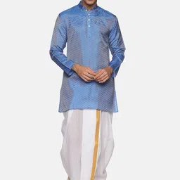 Sethukrishna Men Blue Kurta with Dhoti Pants-picture-24