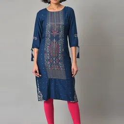 W Women Ethnic Motifs Embroidered Thread Work Kurta With Leggings-picture-33