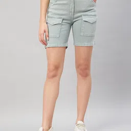 Orchid Blues Women High-Rise Cargo Shorts-picture-12