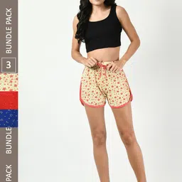 BAESD Women Pack of 3 Printed High-Rise Pure Cotton Shorts-picture-31