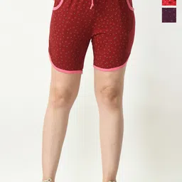 BAESD Women Pack Of 3 Conversational Printed High-Rise Cotton Hot Pants Shorts image 1