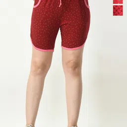 BAESD Women Pack Of 3 Conversational Printed High-Rise Cotton Hot Pants Shorts-picture-10