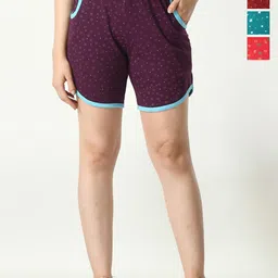 BAESD Women Pack Of 4 High-Rise Conversational Printed Casual Cotton Shorts-picture-39