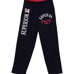 Fashionable Boys Navy Blue & White Printed Pure Cotton Track Pants-picture-18