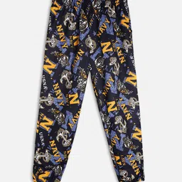 Fashionable Girls Navy Blue & Yellow Printed Track Pants-picture-49