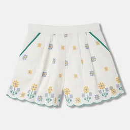 Blue Giraffe Girls Ethnic Motifs Embroidered Pure Cotton Shorts-image-62