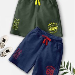 CODEZ Boys Pack Of 2 Typography Printed Shorts-picture-34