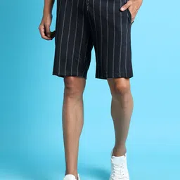 Campus Sutra Men Black Striped Outdoor Shorts-picture-30