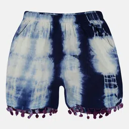 KiddoPanti Girls Printed Pom Pom Lace Hem Shorts-image-87