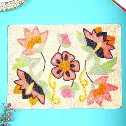 PURINA'S  2-Pcs Cream Color & Black Beaded Table Placemats-picture-31