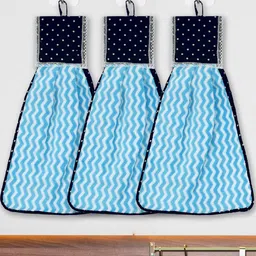 Kuber Industries Set of 3 Blue & White Chevron Print Hanging Kitchen Towel-picture-28
