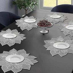 Dakshya Industries Silver-Colored 6-Pieces Textured Sunflower Table Placemats-picture-21