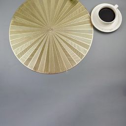 Dakshya Industries Beige 2-Pieces Striped Round Table Placemats-picture-45