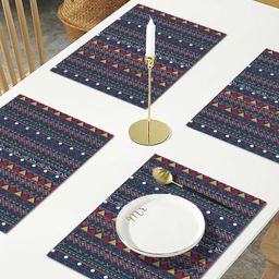 AEROHAVEN Set of 4 Blue Geometric Printed Cotton Table Placemats-picture-37