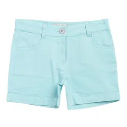 Fabindia Girls Blue Solid Shorts image 1