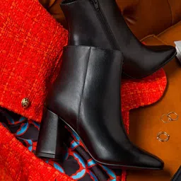 Saint G Black Leather Block Heeled Boots image 1