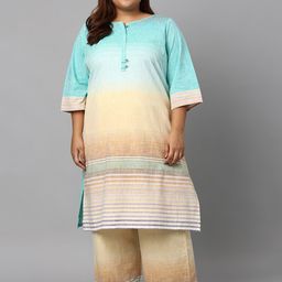 AURELIA Women Blue Printed Kurta with Palazzos-picture-21