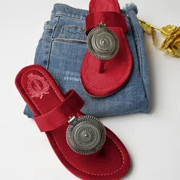 Shoetopia Ethnic Embellished One Toe Flats-picture-29