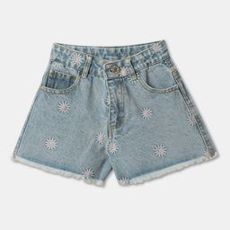 R&B Girls Floral Washed Denim Shorts-picture-9