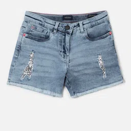 Allen Solly Junior Girls Washed Denim Shorts-image-14