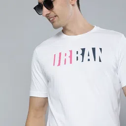 HERE&NOW Men White & Pink Printed Pure Cotton T-shirt-picture-16