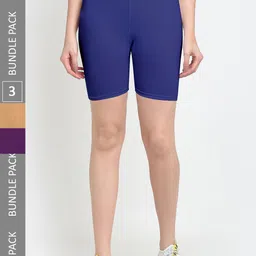 Jinfo Women Pack Of 3 Mid-Rise Yoga Sports Shorts-picture-14