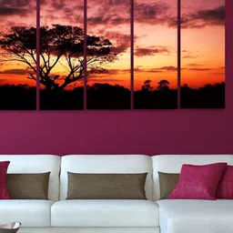 Casperme Black & Orange 5 Pieces Modern Wooden Paintings Wall Arts-image-22