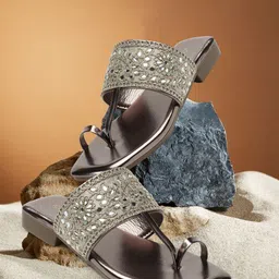 ICONICS Women Textured Open Toe Flats with Laser Cuts-picture-25