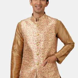 Wintage Men Gold Coloured Printed Woven Nehru Jackets-picture-28