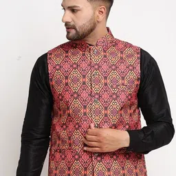 Benstoke Men Multi-Colored Printed  Nehru Jacket-picture-34