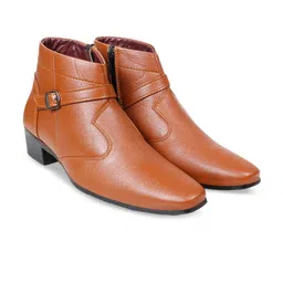 Bxxy Men Mid Top Block Heel Elevator Formal Boots With Buckle Detail-picture-27