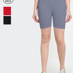 GRACIT Women Pack of 3 Solid Biker Shorts-picture-17