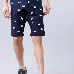 FUBAR Men Conversational Printed Mid-Raise Slim Fit Chino Shorts-image-92