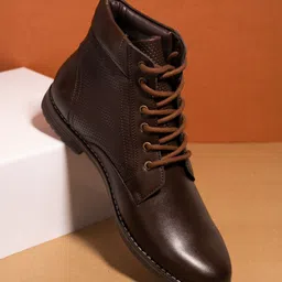 El Paso Men Brown Flat Boots-picture-26