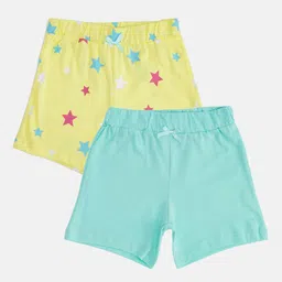 Pantaloons Baby Kids  Girls Yellow  & Blue Printed  Elasticated Pack of 2 Shorts-picture-34