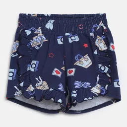Chicco Girls Navy Blue Conversational Printed Shorts-image-4