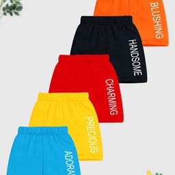 KUCHIPOO Kids Pack Of 5 Typography Printed Mid-Rise Shorts-picture-8