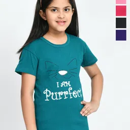 BAESD Girls Pack Of 5 Graphic Printed Cotton T-shirts-picture-34