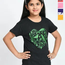 BAESD Girls Pack Of 5 Graphic Printed Cotton T-shirts image 1