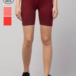 Apraa & Parma Women Maroon Slim Fit Cycling Pure Cotton Sports Shorts-picture-40