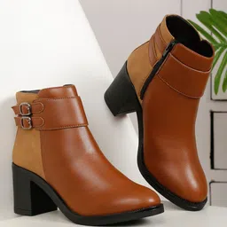 Bruno Manetti Women Mid-Top Buckle-Detail Zip-Closure Monk Straps Boots-image-0