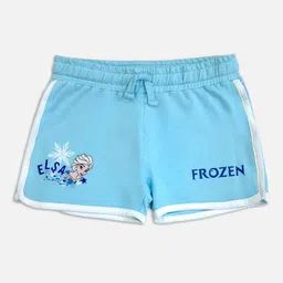 Kids Ville Girls Blue Typography Frozen Shorts-picture-27