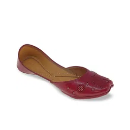Fulkari Women Maroon Embellished Ethnic Mojaris-image-75