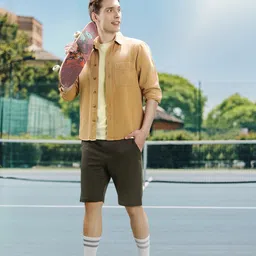 Harvard Men Olive Green Pure Cotton Solid Regular Fit Shorts image 1